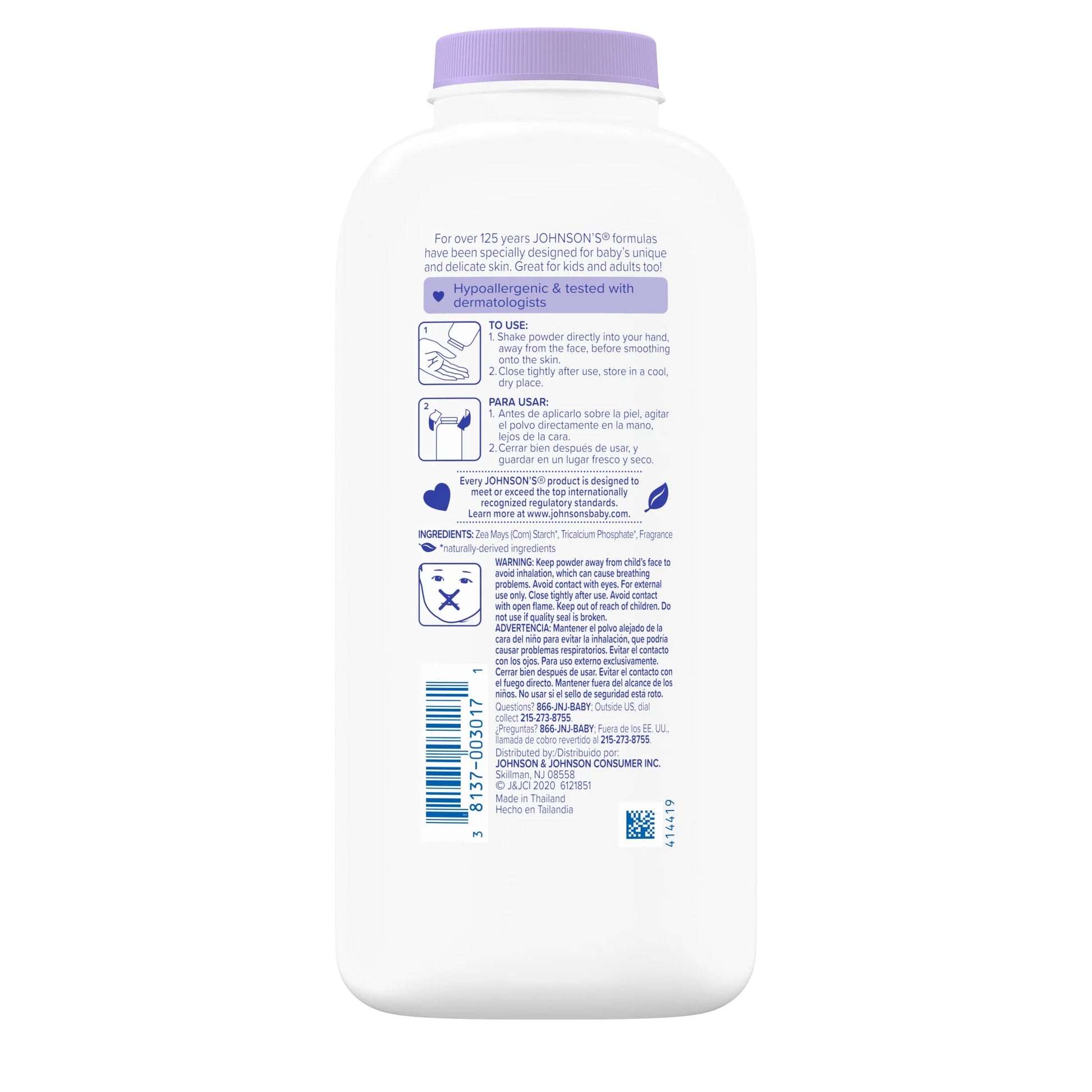 Lavender Baby Powder with Cornstarch, Hypoallergenic, 15 Oz