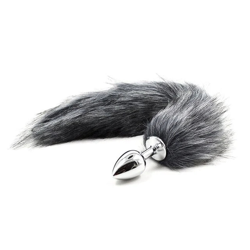 False Fox Tail with Metal Anal-Butt Plug Buttplug Cosplay Game Toy Games Romance